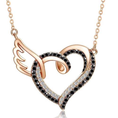 Cubic Zircon Micro Pave Brass Necklace, with 5cm extender chain, Heart, fashion jewelry & micro pave cubic zirconia & for woman, more colors for choice, Length:Approx 45 cm, Sold By PC
