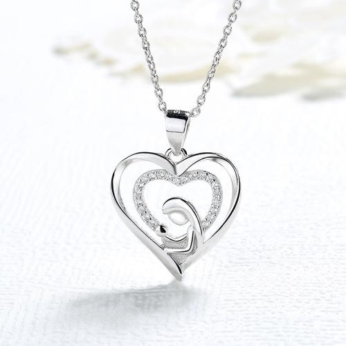 Brass Necklace Heart fashion jewelry & for woman & with rhinestone Length Approx 45 cm Sold By PC