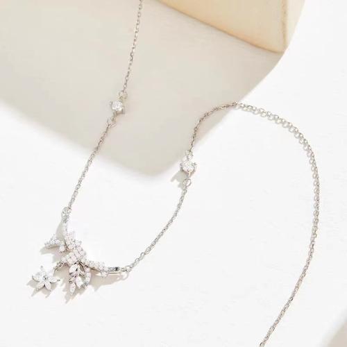 Cubic Zircon Micro Pave Brass Necklace, fashion jewelry & micro pave cubic zirconia & for woman, Length:Approx 45 cm, Sold By PC