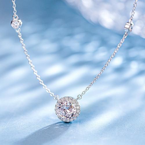 Cubic Zircon Micro Pave Brass Necklace, fashion jewelry & micro pave cubic zirconia & for woman, Length:Approx 45 cm, Sold By PC