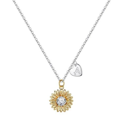 Cubic Zircon Micro Pave Brass Necklace, Sunflower, fashion jewelry & micro pave cubic zirconia & for woman, Length:Approx 45 cm, Sold By PC