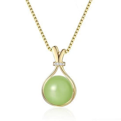 Brass Necklace, with Hetian Jade, fashion jewelry & for woman, more colors for choice, Length:Approx 45 cm, Sold By PC
