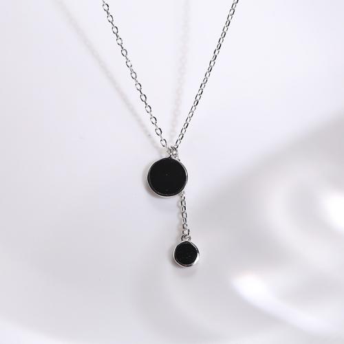 925 Sterling Silver Necklaces with 5.5cm extender chain fashion jewelry & for woman & epoxy gel Length Approx 39.5 cm Sold By PC