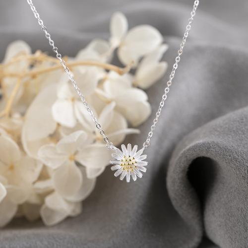 925 Sterling Silver Necklaces with 5cm extender chain Daisy fashion jewelry & for woman Length Approx 40 cm Sold By PC