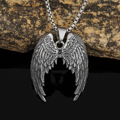 Stainless Steel Jewelry Necklace 304 Stainless Steel Angel Wing polished fashion jewelry & for man original color Length Approx 60 cm Sold By PC