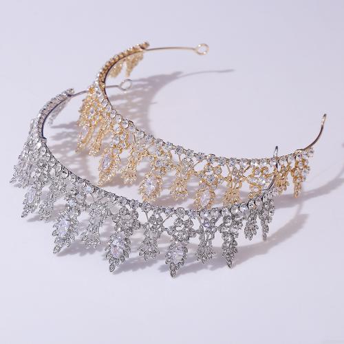 Bridal Tiaras, Tibetan Style, with Cubic Zirconia & Rhinestone, fashion jewelry & for woman, more colors for choice, diameter 155mm, height 50mm, Sold By PC