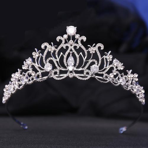 Bridal Tiaras Zinc Alloy with Cubic Zirconia & Rhinestone fashion jewelry & for woman diameter 150mm height 56mm Sold By PC