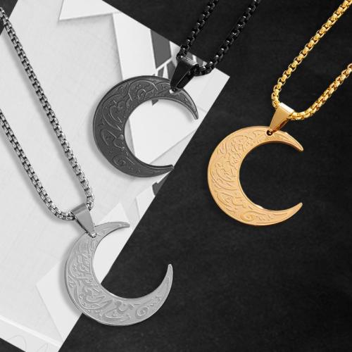 Stainless Steel Jewelry Necklace 304 Stainless Steel Moon fashion jewelry & Unisex Length Approx 60 cm Sold By PC