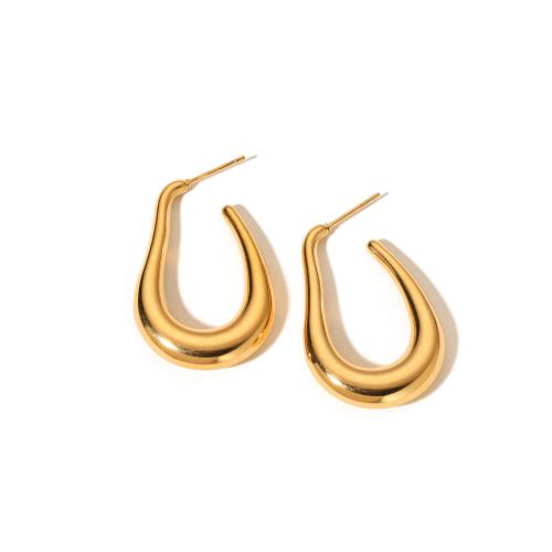 Boucle d'oreille de gaujon en acier inoxydable, Acier inoxydable 304, bijoux de mode & pour femme, doré, 35.80x24mm, Vendu par paire