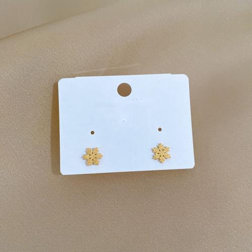 Stainless Steel Stud Earrings 304 Stainless Steel Snowflake Vacuum Ion Plating fashion jewelry & for woman golden 8mm Sold By Pair