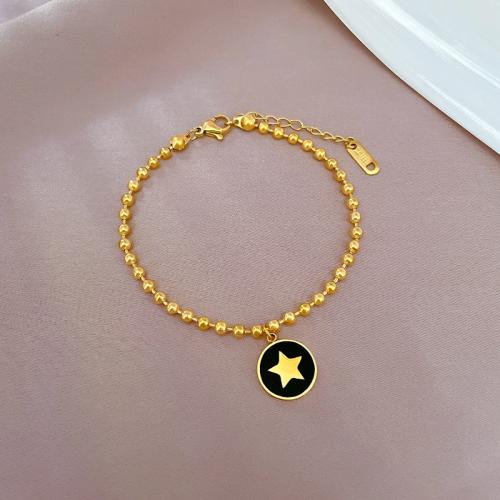 Stainless Steel Jewelry Bracelet 304 Stainless Steel with Shell with 3cm extender chain Star Vacuum Ion Plating fashion jewelry & for woman Length 17 cm Sold By PC