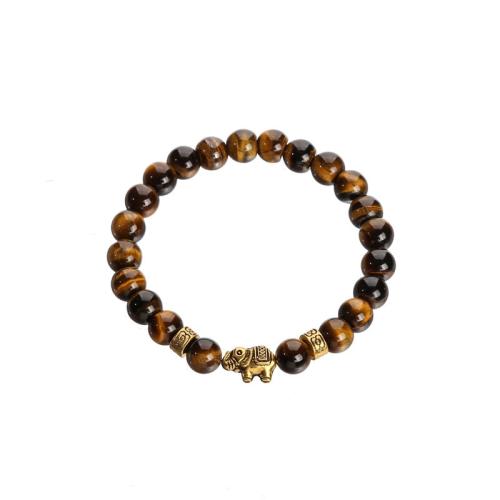 Gemstone Bracelets, Natural Stone, with Tibetan Style, Elephant, gold color plated, fashion jewelry & different materials for choice & Unisex, more colors for choice, Length:Approx 19-19.5 cm, Sold By PC