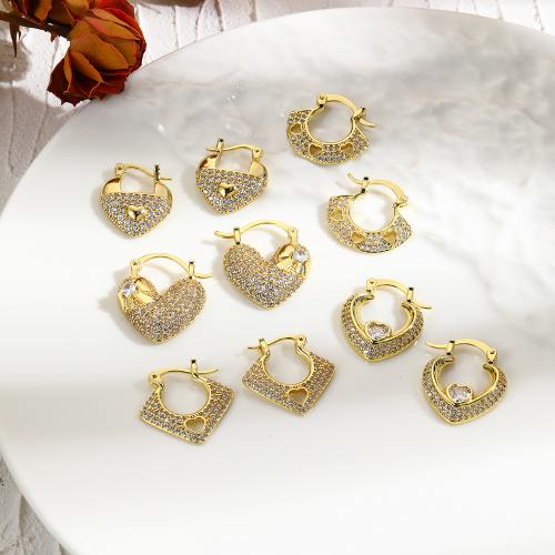 Cubic Zirconia Micro Pave Brass Earring, gold color plated, different styles for choice & micro pave cubic zirconia & for woman, more colors for choice, nickel, lead & cadmium free, Sold By Pair
