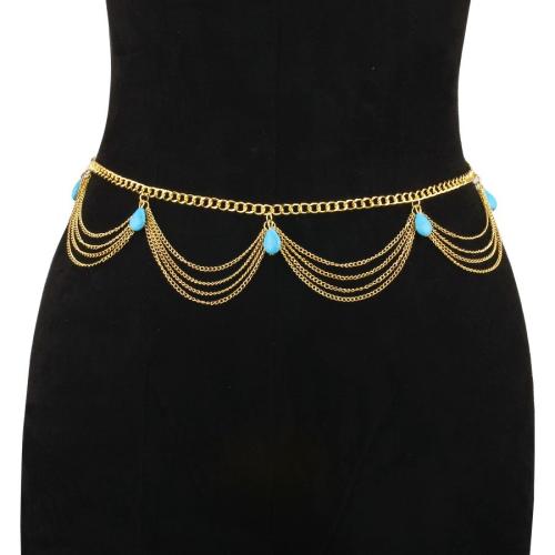 Body Chain Jewelry, Tibetan Style, with turquoise, gold color plated, for woman, nickel, lead & cadmium free, Sold By PC