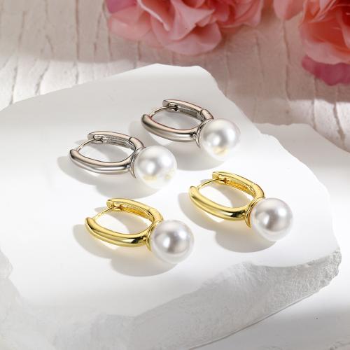Brass Leverback Earring, with Plastic Pearl, plated, for woman, more colors for choice, nickel, lead & cadmium free, 12x32mm, Sold By Pair