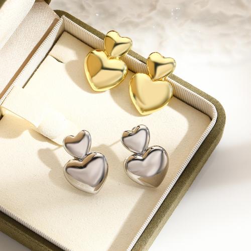 Messing Tropfen Ohrringe, Herz, plattiert, für Frau, keine, frei von Nickel, Blei & Kadmium, 20x27mm, verkauft von Paar