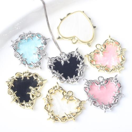 Zinc Alloy Heart Pendants with Resin plated DIY nickel lead & cadmium free Approx 2mm Sold By Bag