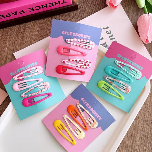 Hair Snap Clips, Iron, Girl & different styles for choice & enamel, 50mm, 4PCs/Set, Sold By Set