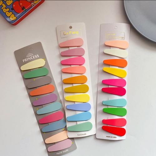Hår Snap Clips, Plastic, forskellige stilarter for valg & for kvinde & frosted, blandede farver, 53x20mm, 10pc'er/sæt, Solgt af sæt