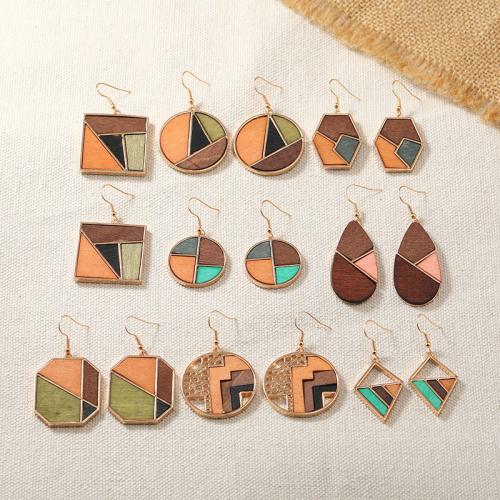 Wood Earring Zinc Alloy with Wood plated fashion jewelry & for woman Sold By Pair