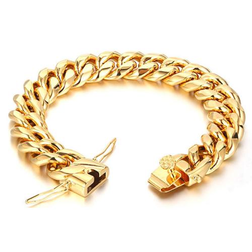 Titanium Steel Bracelet & Bangle with 316 Stainless Steel polished Unisex golden Sold By PC