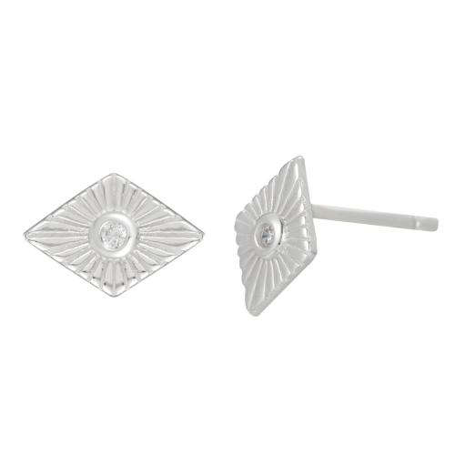 925 Sterling Silver Stud Earrings, for woman & with rhinestone, silver color, Sold By Pair
