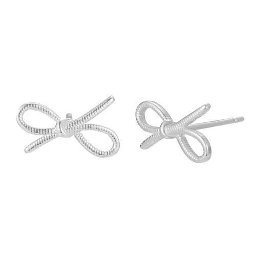 925 Sterling Silver Stud Earrings Bowknot for woman silver color Sold By Pair