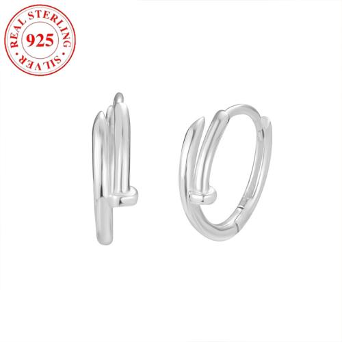 925 Sterling Silver Hoop Earrings, for woman, silver color, Sold By Pair