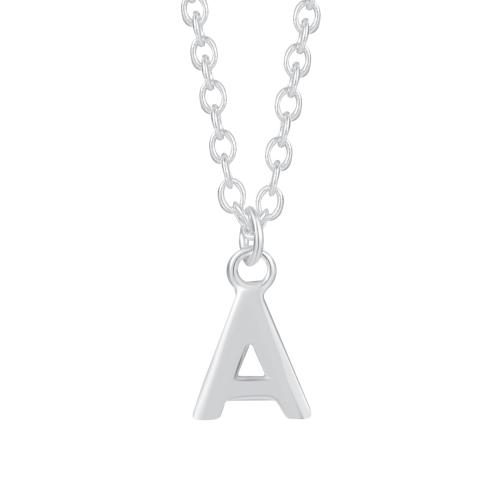 925 Sterling Silver Necklaces, Letter A, for woman, silver color, Sold By PC