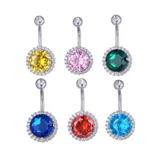 Brass Belly Ring  , Unisex & micro pave cubic zirconia, more colors for choice, Sold By PC