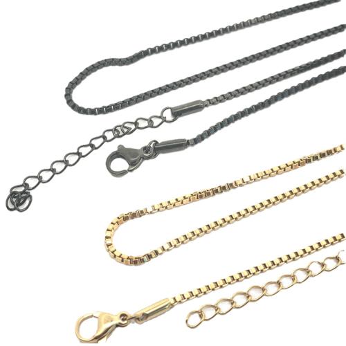 Stainless Steel Chain halskæde, 304 rustfrit stål, med 5cm extender kæde, forgyldt, Unisex, flere farver til valg, Længde 50 cm, Solgt af PC