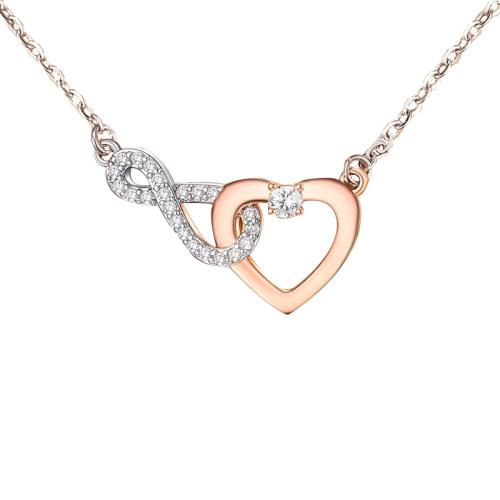 Zinc Alloy Jewelry Necklace & micro pave cubic zirconia & for woman rose gold color Sold By PC