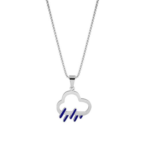Titanium Steel Necklace, polished, Unisex & different styles for choice & enamel, original color, Length:60 cm, Sold By PC