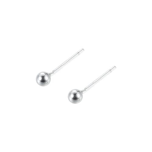 925 Sterling Silver Stud Earring, Round, different size for choice & for woman, silver color, Sold By Pair