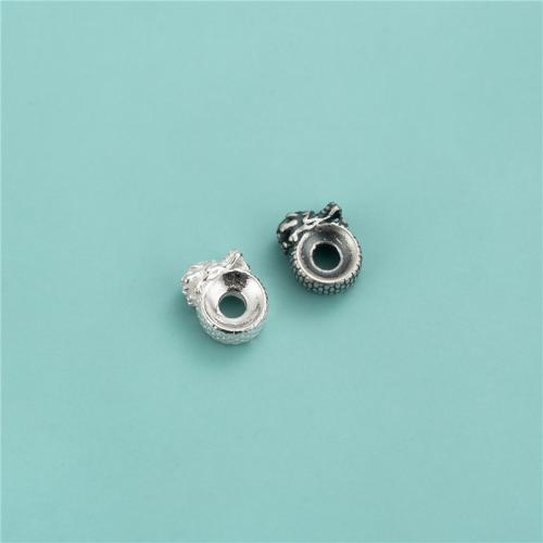 Perles en argent sterling 925, dragon, DIY, plus de couleurs à choisir, 7.70x5.80mm, Trou:Environ 2.8mm, Vendu par PC