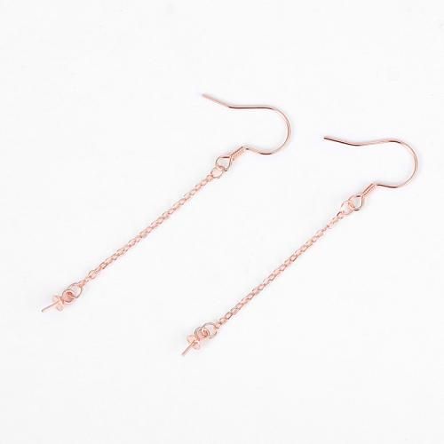 925 Sterling Silver Earring Drop Findings, cross chain & for woman, more colors for choice, 60mm, Sold By Pair