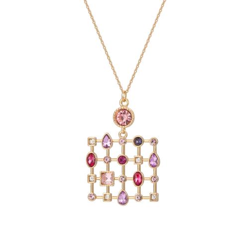 Κράμα ψευδάργυρου Κοσμήματα Κολιέ, με ορείχαλκος αλυσίδα, με 8cm επεκτατικού αλυσίδας, κοσμήματα μόδας & διαφορετικά στυλ για την επιλογή & για τη γυναίκα & με στρας, χρυσαφένιος, Μήκος Περίπου 58 cm, Sold Με PC