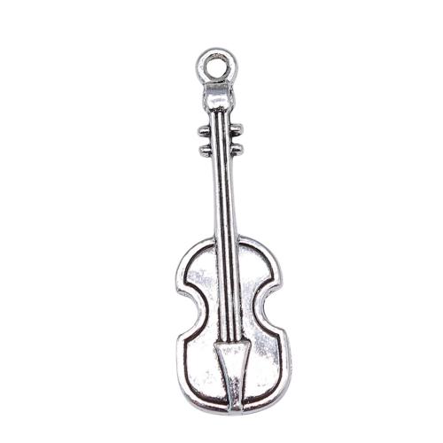 Instrumento musical em forma de pingentes de liga de zinco, Violino, banho de cor prata antiga, Vintage & joias de moda & DIY, 42x13mm, vendido por PC