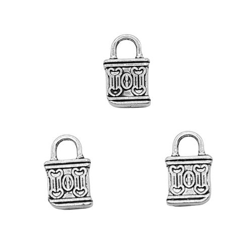 Tibetan Style Lock Pendants, antique silver color plated, vintage & fashion jewelry & DIY, 7x11mm, Sold By PC