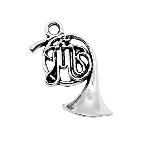 Musical Instrument Shaped Tibetan Style Pendants, antique silver color plated, vintage & fashion jewelry & DIY, 23x18mm, Sold By PC