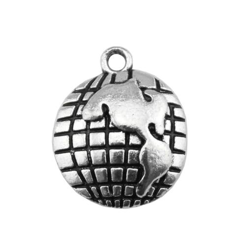 Zinc Alloy Pendants Globe antique silver color plated vintage & fashion jewelry & DIY Sold By PC