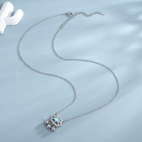 Sześciennych cyrkon mikro utorować naszyjnik srebro, 925 Srebro, ze Moonstone, biżuteria moda & mikro utorować cyrkonia & dla kobiety, długość około 46 cm, sprzedane przez PC