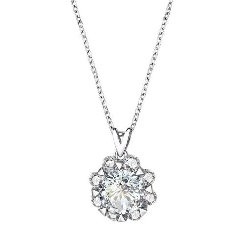 925 Sterling Silver Necklaces, with Moissanite, fashion jewelry & for woman, Sold By PC