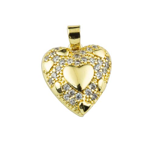 Cubic Zirconia Micro Pave Brass Pendant, Heart, high quality plated, DIY & micro pave cubic zirconia, more colors for choice, 20x18x5mm, Sold By PC
