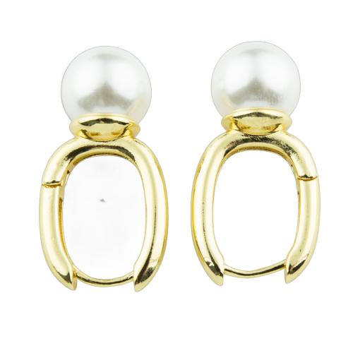 Brass Leverback Earring with Plastic Pearl high quality plated fashion jewelry & for woman Sold By Pair