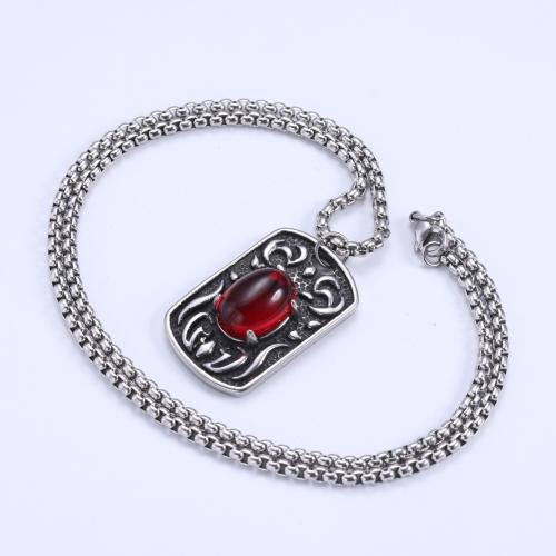 Stainless Steel Jewelry Necklace, 304 Stainless Steel, polished, fashion jewelry & different styles for choice & for man, original color, 40x25mm, Length:Approx 60 cm, Sold By PC