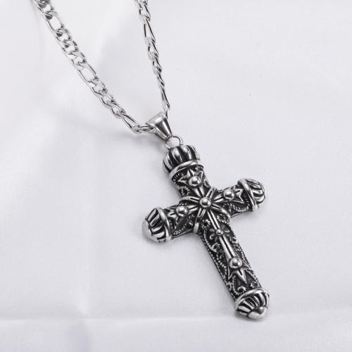 Stainless Steel Jewelry Necklace, 304 Stainless Steel, Cross, polished, fashion jewelry & Unisex & different styles for choice, original color, 43x71mm, Length:Approx 60 cm, Sold By PC