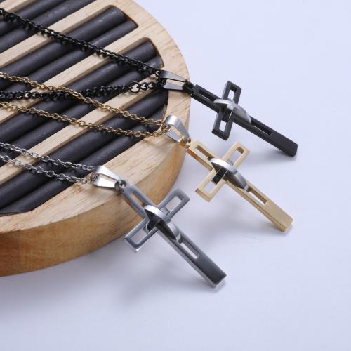 Stainless Steel Jewelry Necklace, 304 Stainless Steel, Cross, polished, fashion jewelry & Unisex & different styles for choice, more colors for choice, 45x30mm, Length:Approx 45 cm, Sold By PC