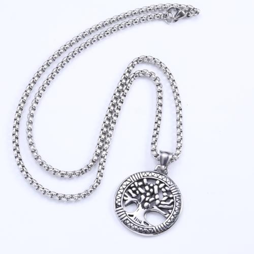 Stainless Steel Jewelry Necklace, 304 Stainless Steel, polished, fashion jewelry & different styles for choice & for man, original color, 32x35mm, Length:Approx 60 cm, Sold By PC