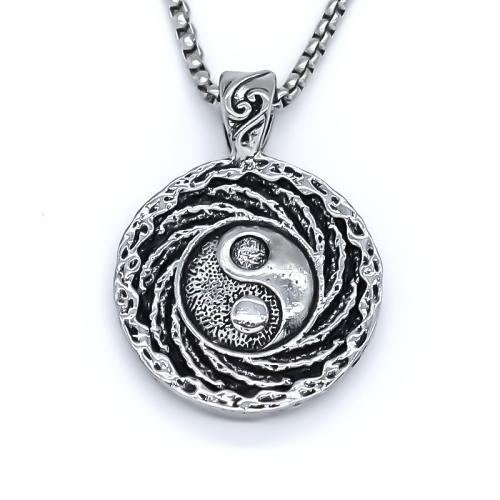 Tibetan Style Jewelry Necklace, polished, fashion jewelry & Unisex, silver color, 39x29mm, Length:Approx 70 cm, Sold By PC